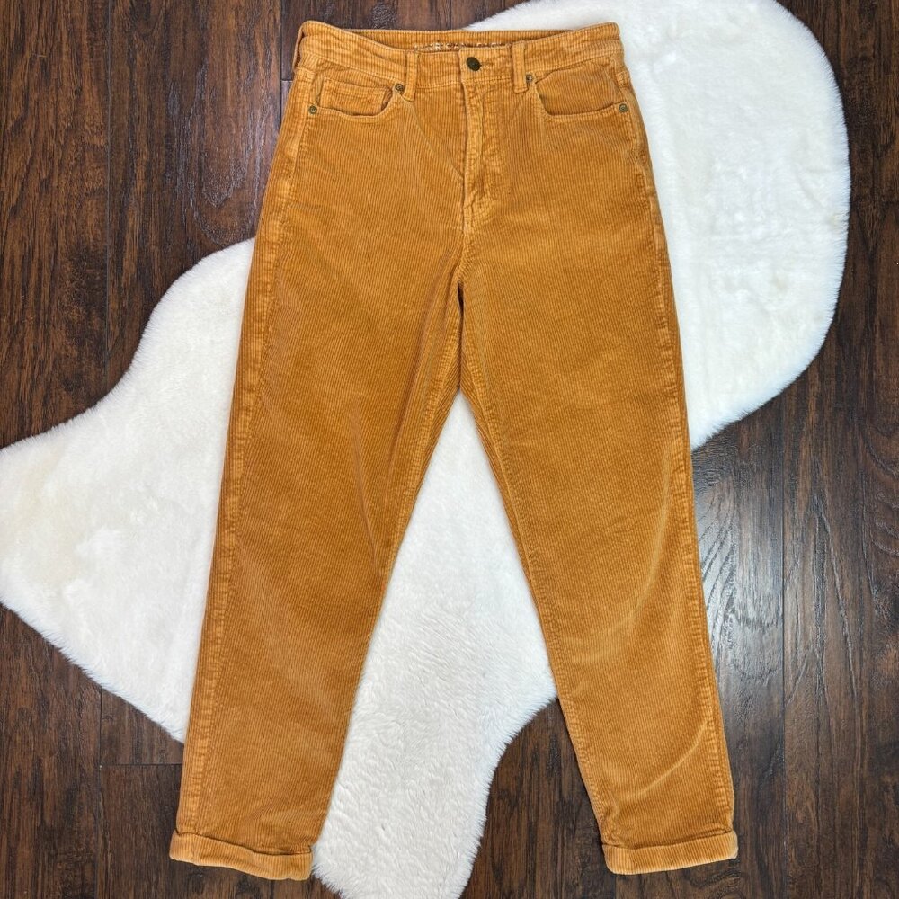 American Eagle Mom Jeans 6 Orange Corduroy High-Rise Stretch Women's‎